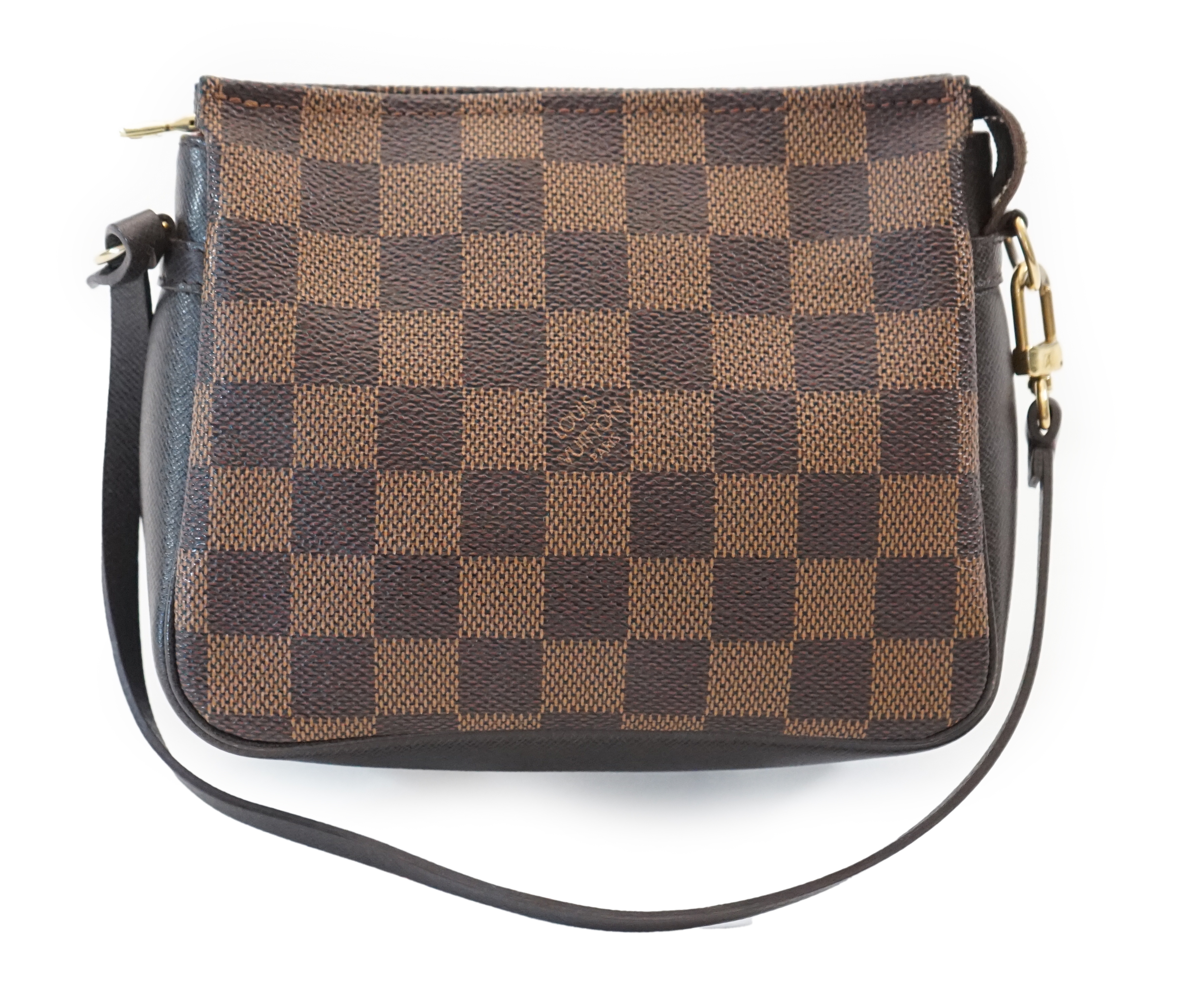 A Louis Vuitton Damier Ebene Pochette accessories bag, width 16cm, max depth 5cm, height 14cm